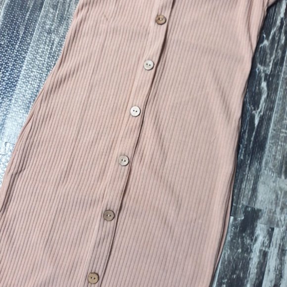 Tank Top Nude Mini Dress, Beige Tan Knit Dress - Picture 3 of 4